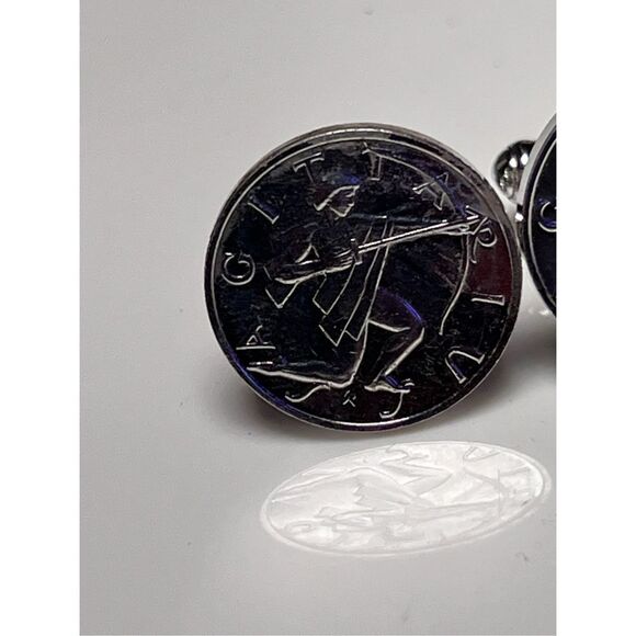 Vintage Sagittarius Sterling Silver Round Circle Cuff Links December Birthday - Picture 2 of 8